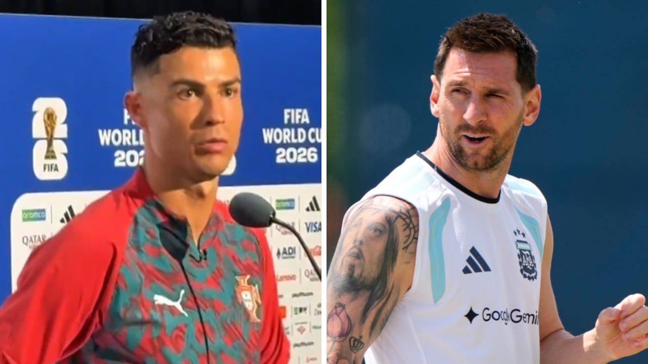 A Cristiano Ronaldo (izq.) no le gustó que le peguntaran por Lionel Messi (der).