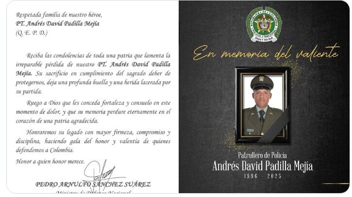 Ofrecen recompensa para ubicar a los autores del crimen de patrullero de la Policía en Norte de Santander.