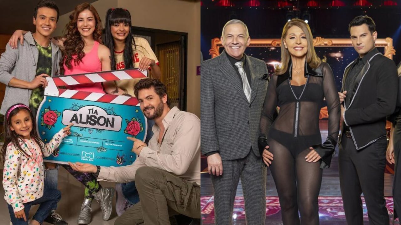 Elenco de 'Tía Alison' del canal RCN y jurados de 'Yo me llamo' del canal Caracol.