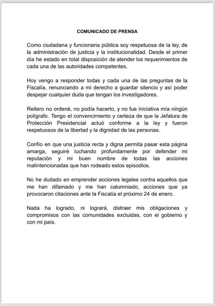 Laura Sarabia renunció a su derecho a guardar silencio