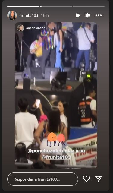 La joven compartió una historia del beso que le dio Zuleta en pleno concierto