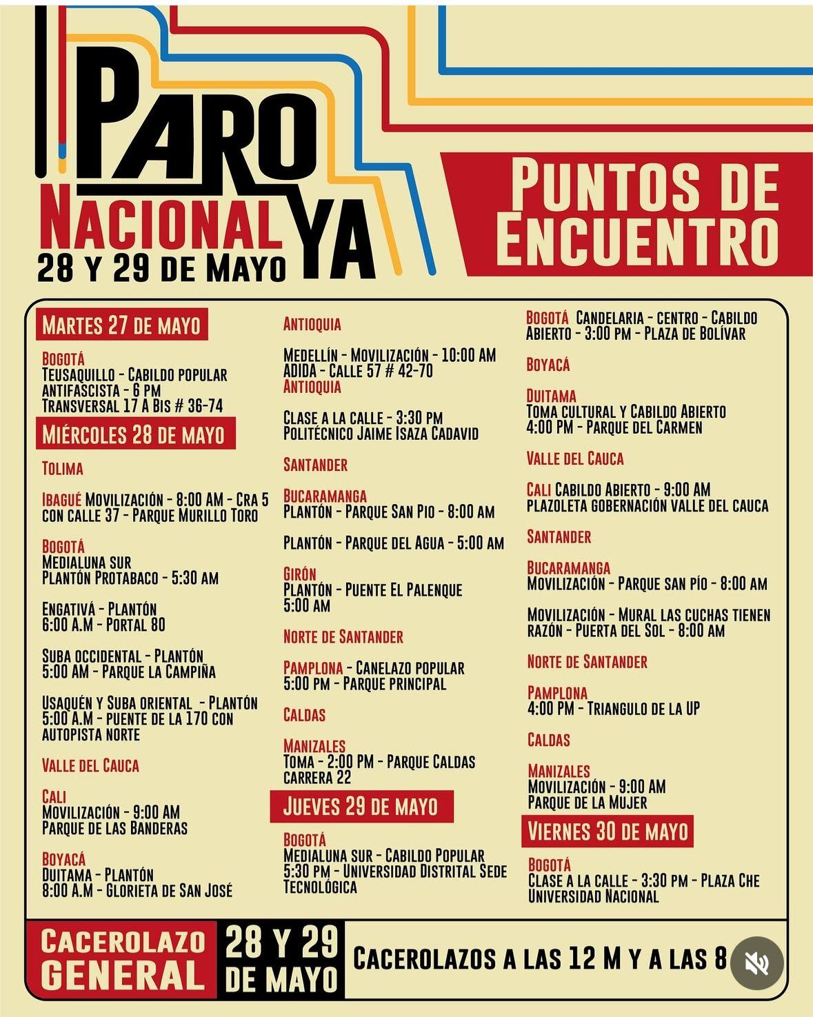 Colombia vivirá una nueva jornada de paro nacional