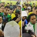Jefferson Duque y Dorlan Pabón ante la hinchada de Nacional