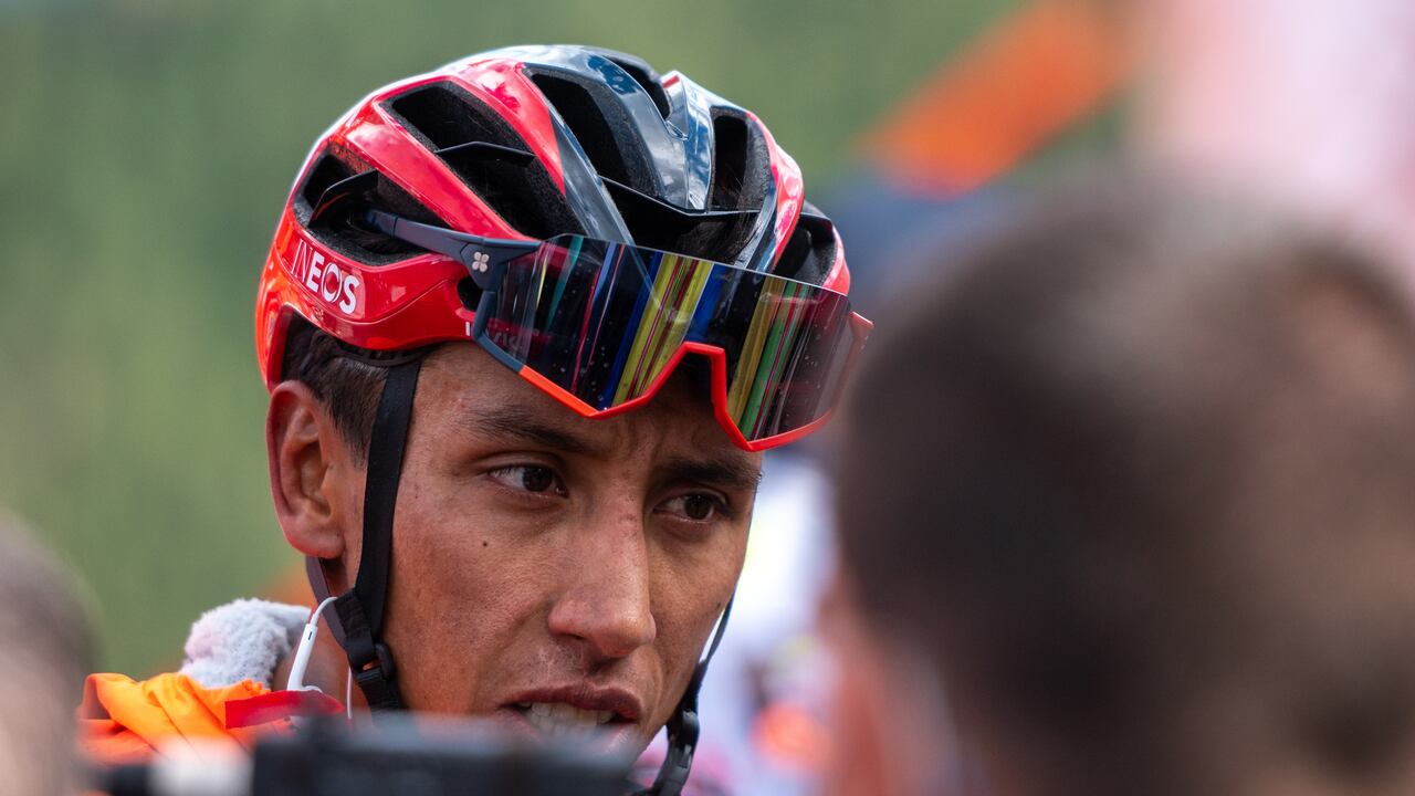 SANTIAGO BUITRAGO from Colombia and Team  BAHRAIN VICTORIOUS during the fourth stage of the Vuelta a Espana 2023, on August 28, 2023 in Arinsal. The 78th edition of La Vuelta Ciclista a Espana 2023 in the fourth stage began in Suria, Catalonia and ended at the Vallnord Ski station in Pal - Arinsal, the inaugural stage consists of 185 km . (Photo by Martin Silva Cosentino/NurPhoto via Getty Images)