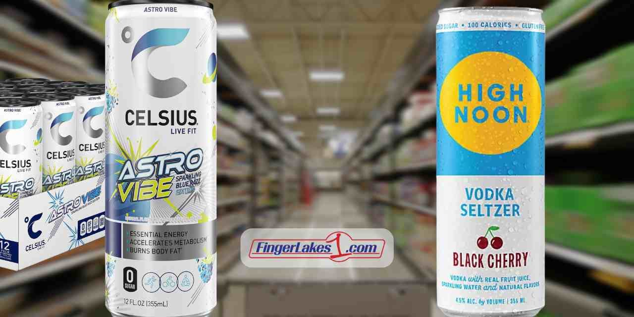 Latas de Celsius en exhibición, algunas pertenecientes al lote retirado por contener vodka.