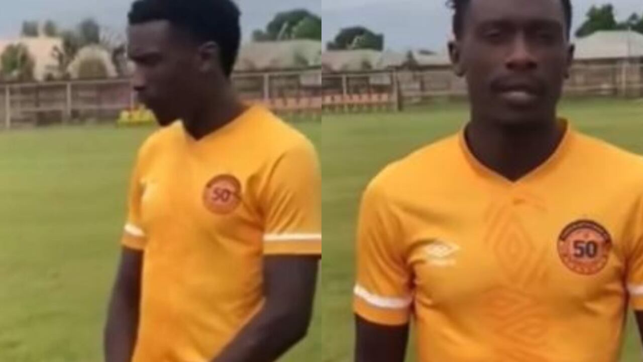 Kennedy Musona sorprendido al ver su premio por ser el mejor jugador de la cancha. Foto: Twitter captura de @fotomac