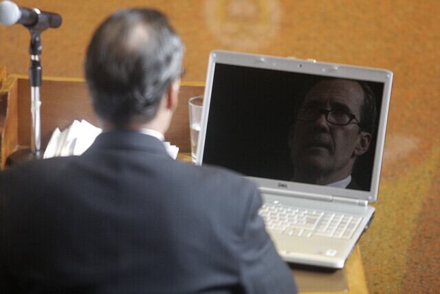 El contralmirante Gabriel Arango Bacci en juicio ante la Corte Suprema de Justicia.