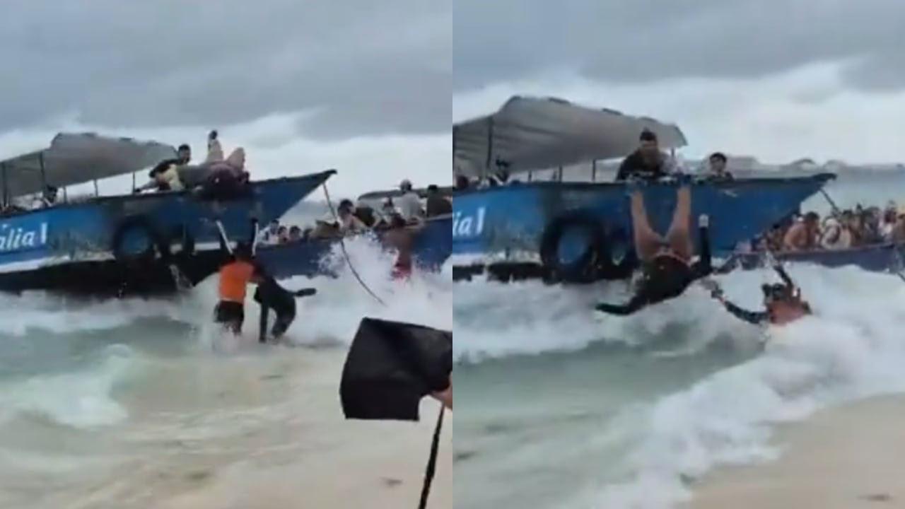 Este es el momento exacto en el que la mujer cayó al suelo.