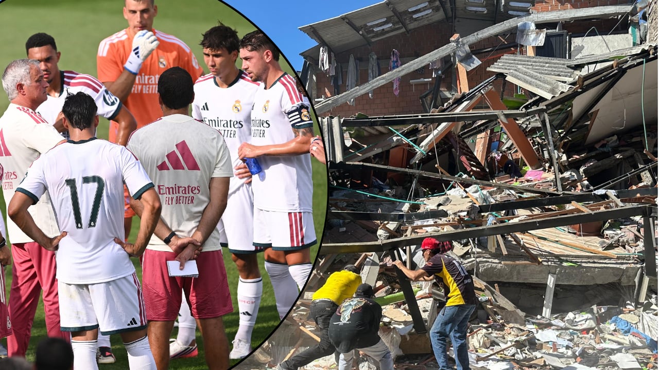 La solidaridad desde Real Madrid (izq.) por el terremoto en Colombia (der.)