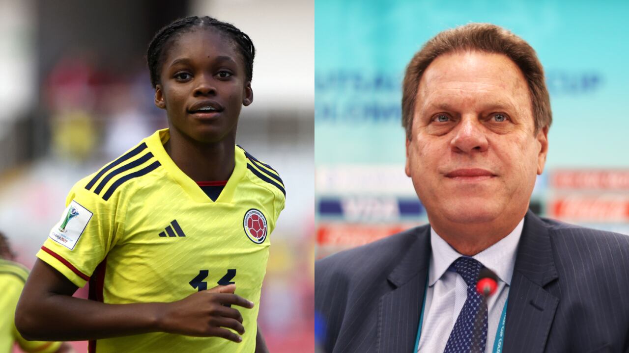 Linda Caicedo y Ramón Jesurún. Foto: Getty Images/Katelyn Mulcahy - FIFA/FIFA//Getty Images/Ian MacNicol - FIFA/FIFA
