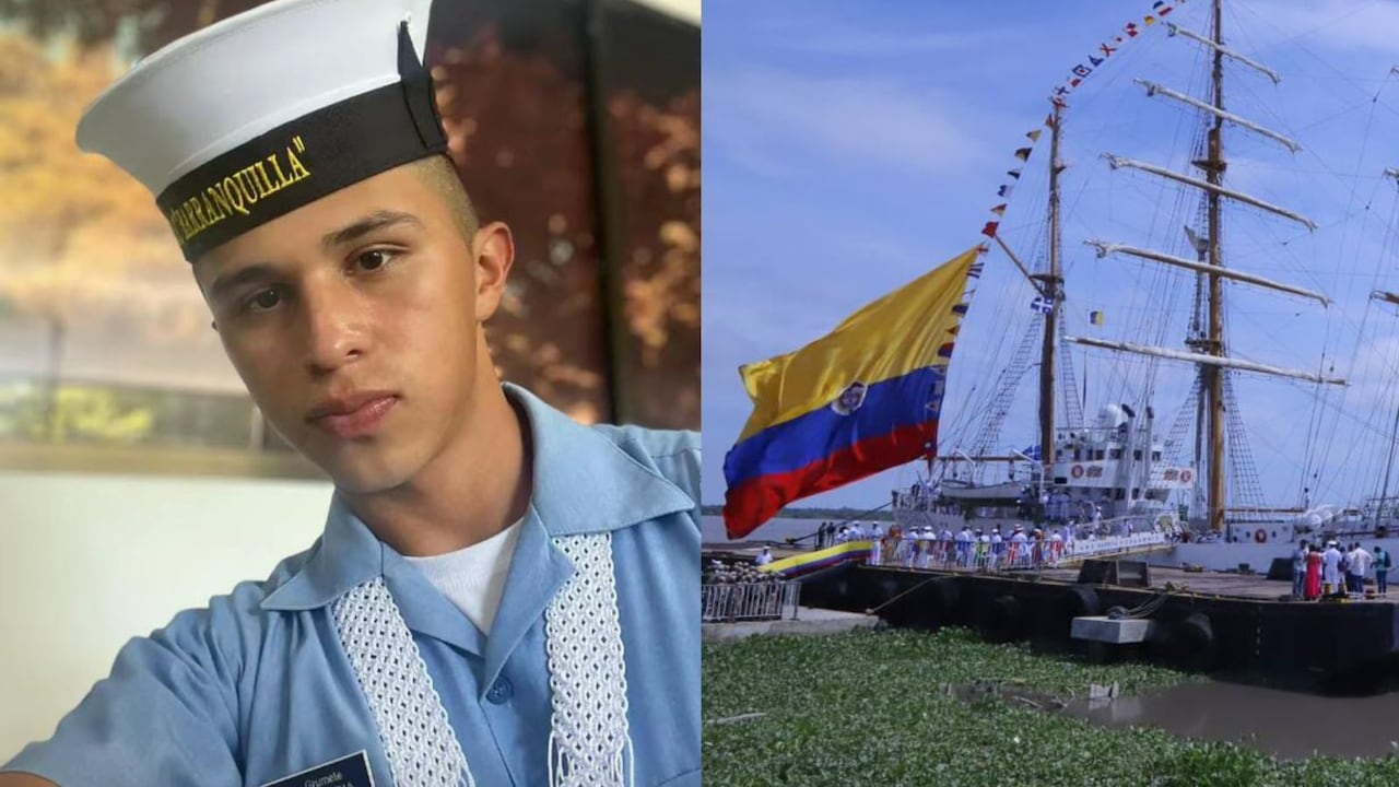 Grumete Julián Fernando Condia Bello y buque Gloria.