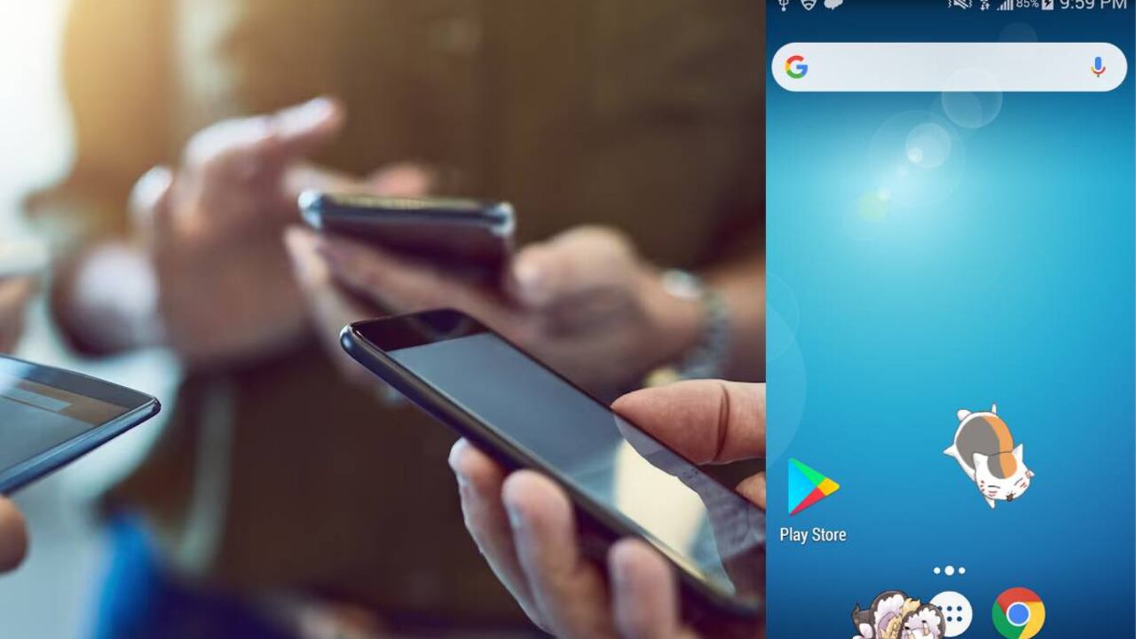 Mascota virtual en la pantalla del teléfono