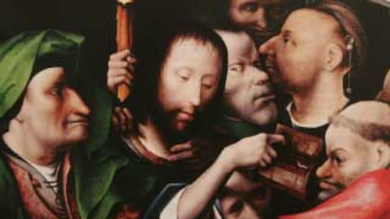 ‘La detención de Cristo’ (circa 1500), de El Bosco(izquierda), y ‘Crucifixión’ (1515), de Matthias Grunewald, muestran la fealdad representada en los enemigos de Jesús y en su sufrimiento