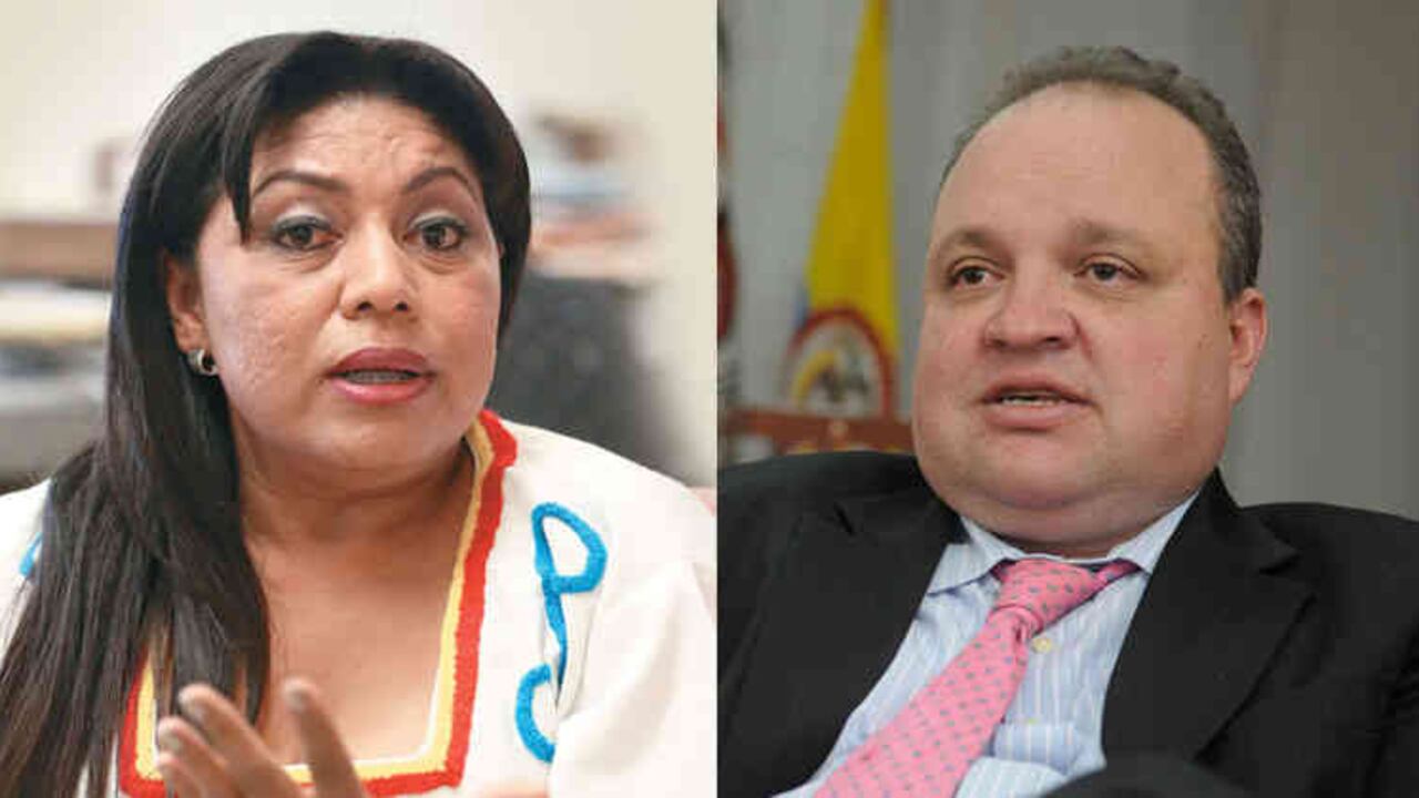 La exgobernadora de La Guajira Oneida Pinto y el gobernador encargado Jorge Enrique Vélez.