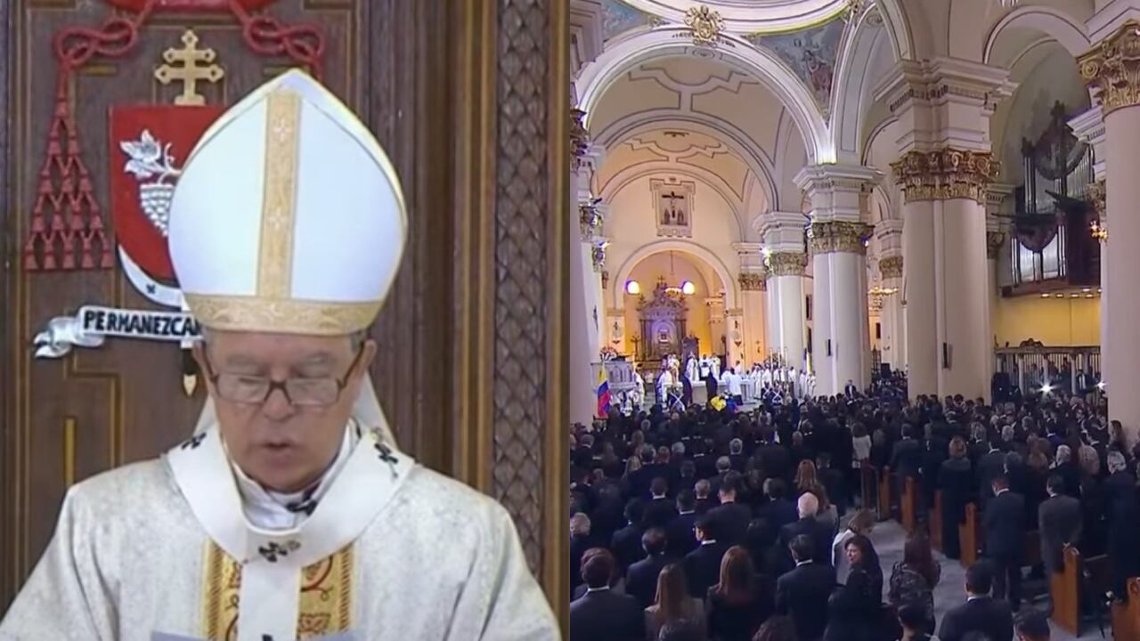 El cardenal Luis José Rueda Aparicio en la misa de Miguel Uribe Turbay.