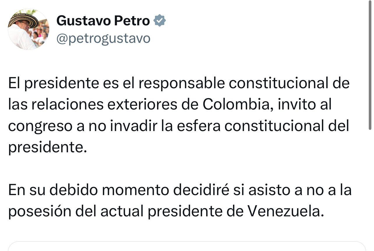 Trino de Gustavo Petro respondiendo a la Cámara de Representantes.
