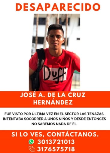 José Armando de la Cruz Hernández, desaparecido en Cartagena.