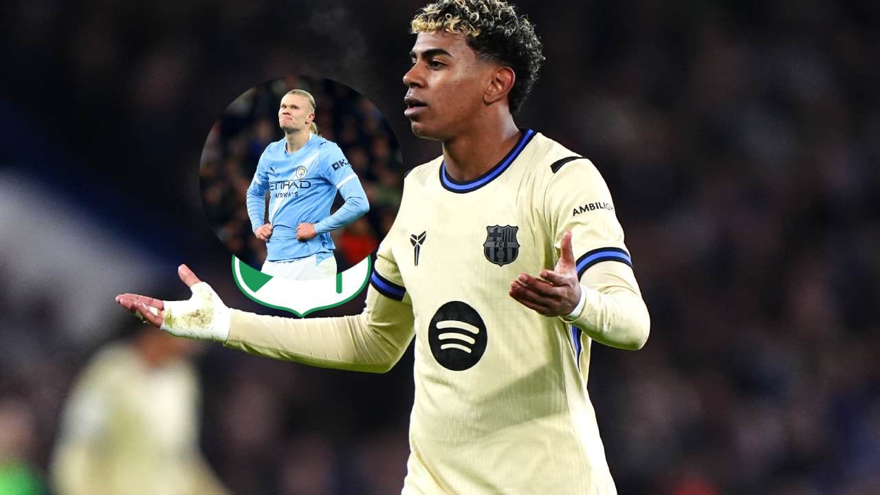Lamine Yamal con el Barcelona y Haaland con Manchester City.