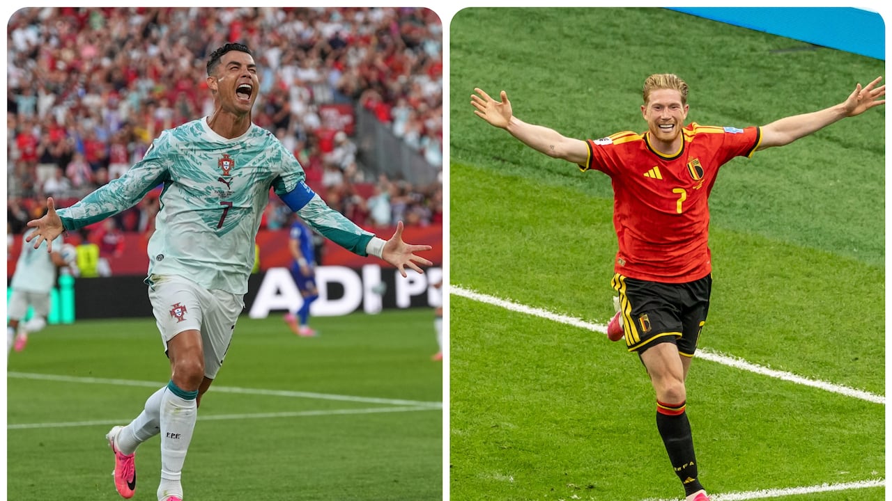 Cristiano Ronaldo, delantero de Portugal, y Kevin De Bruyne, volante de Bélgica, jugarán este lunes.