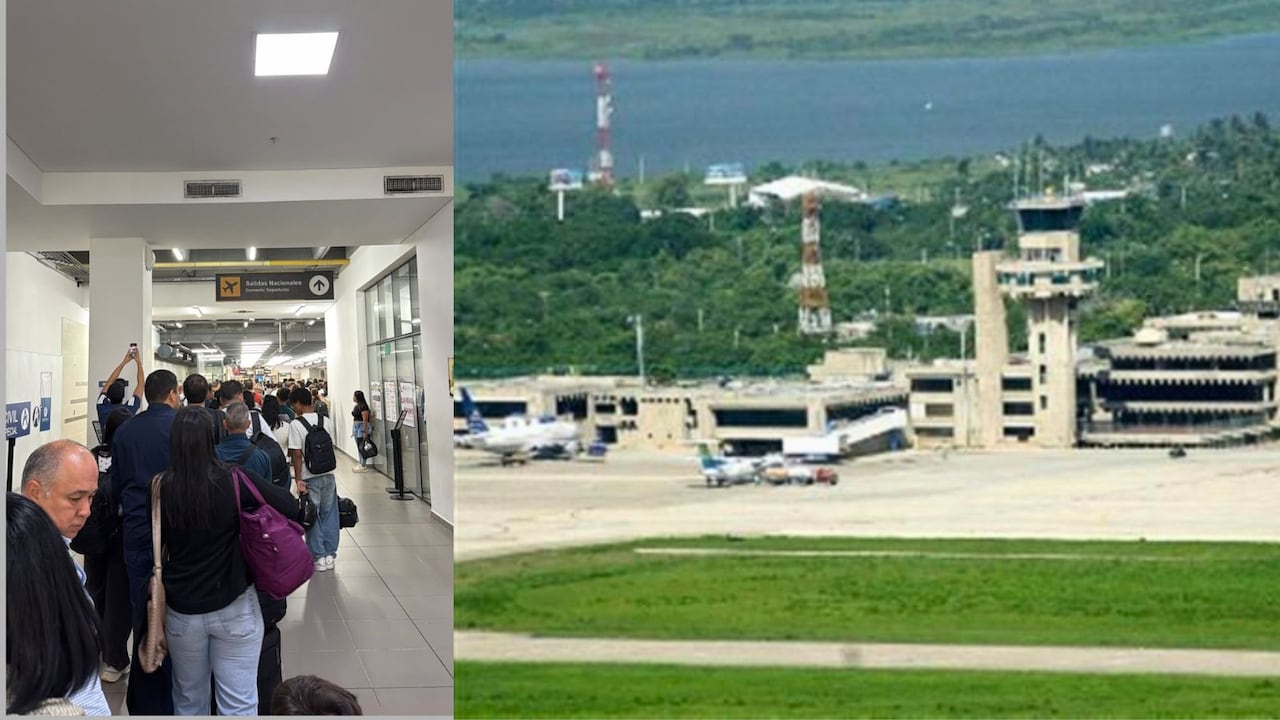 Imagen de pasajeros represados en el aeropuerto Ernesto Cortissoz de Barranquilla