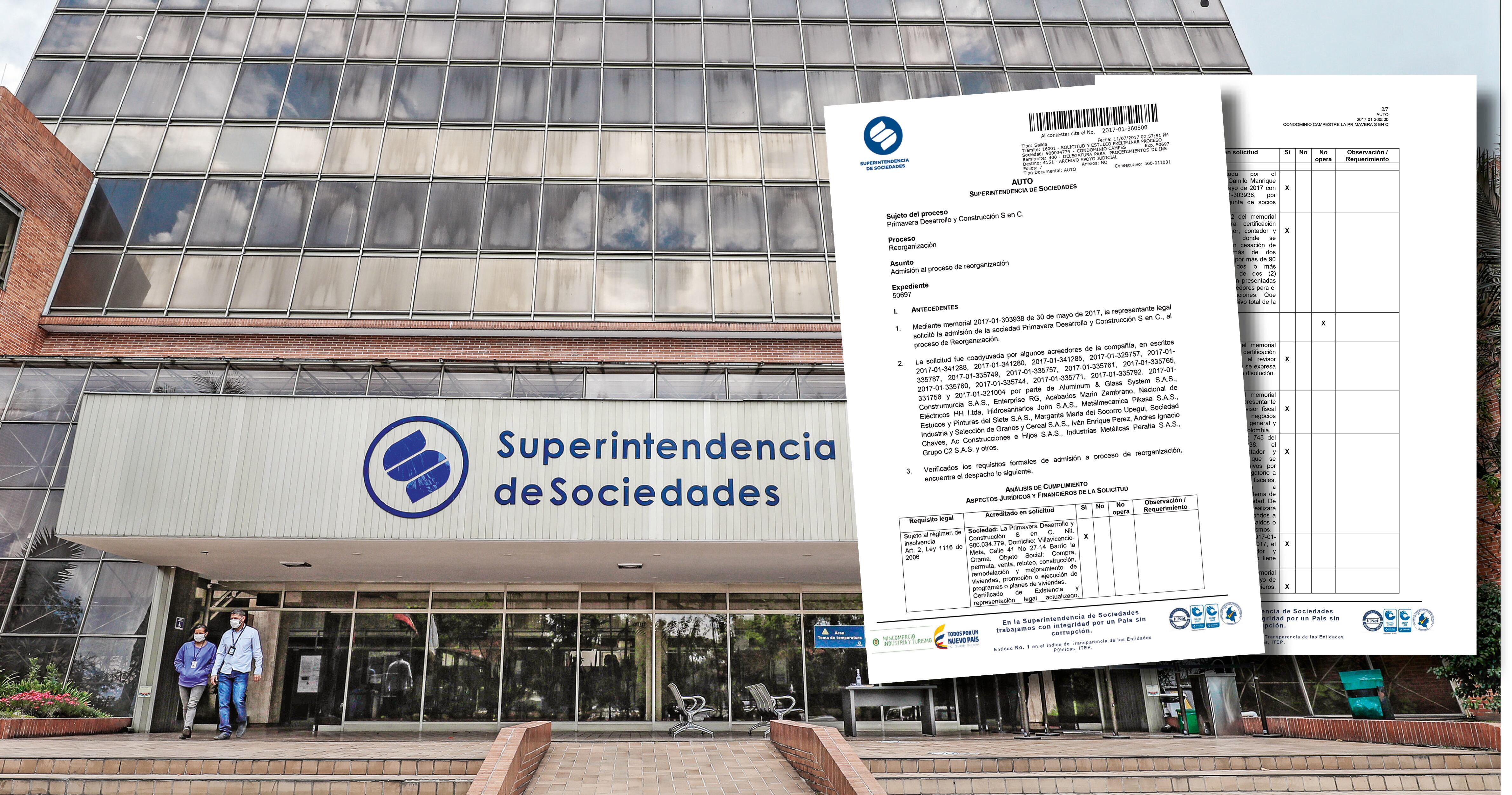   Este es el documento con el que la Superintendencia de Sociedades admitió el proceso de reorganización en el que aparece Camilo Manrique, principal promotor del proyecto.