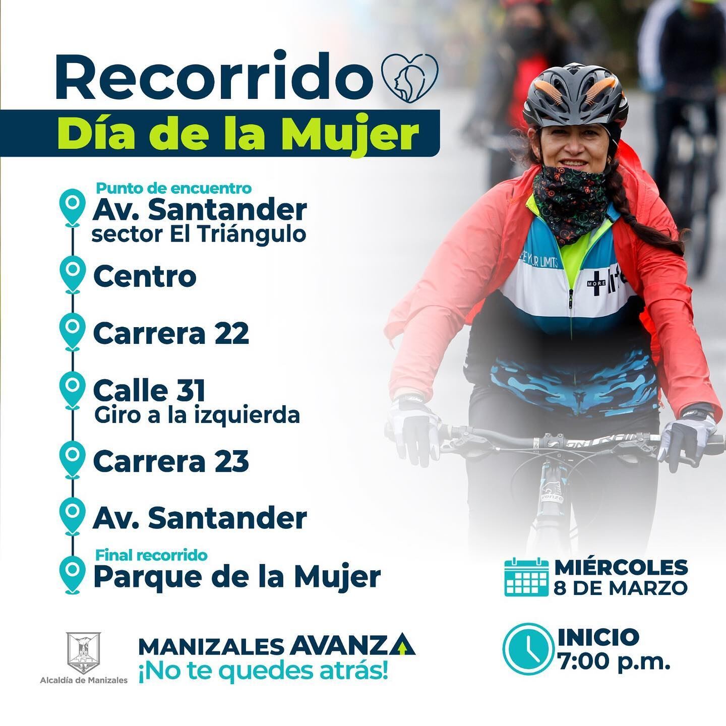 La actividad inicia en el sector El Triángulo y finaliza en el Parque de La Mujer