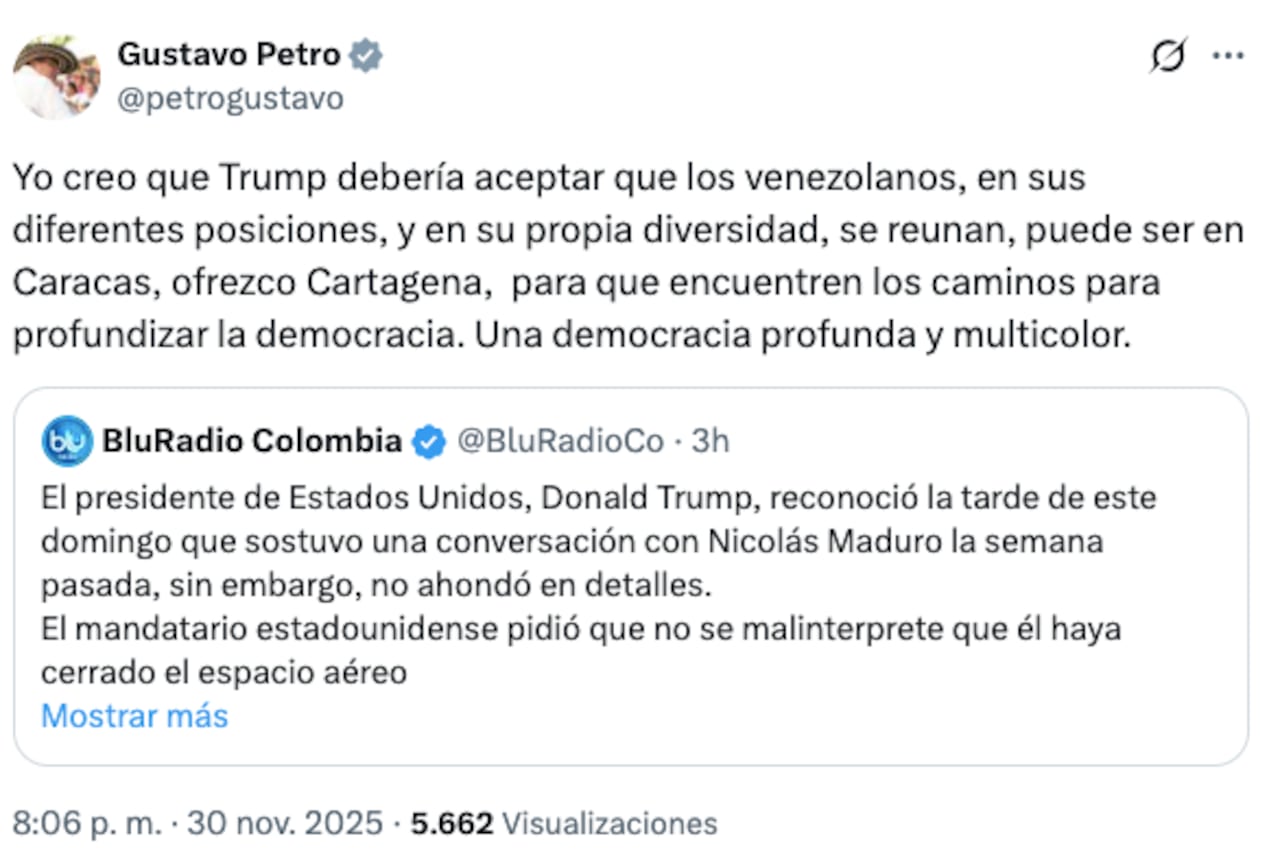 El mensaje del presidente Gustavo Petro.