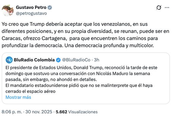 El mensaje del presidente Gustavo Petro.