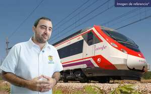 Yamil Arana y la imagen de referencia de un tren.