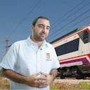 Yamil Arana y la imagen de referencia de un tren.