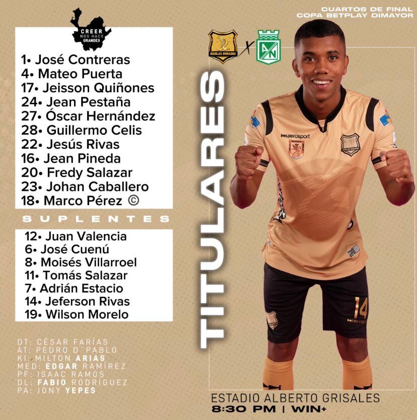 Formación Águilas Doradas vs. Nacional