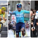 Egan Bernal (izq), Harold Tejada (cen) y Éiner Rubio (dre) serán los más destacados según la IA.