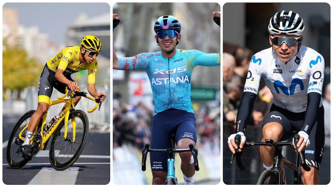Egan Bernal (izq.), Harold Tejada (cen.) y Éiner Rubio (dre.) serán los más destacados según la IA.