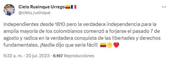 La exageración de Cielo Rusinque que hizo estallar las redes el Día del a Independencia