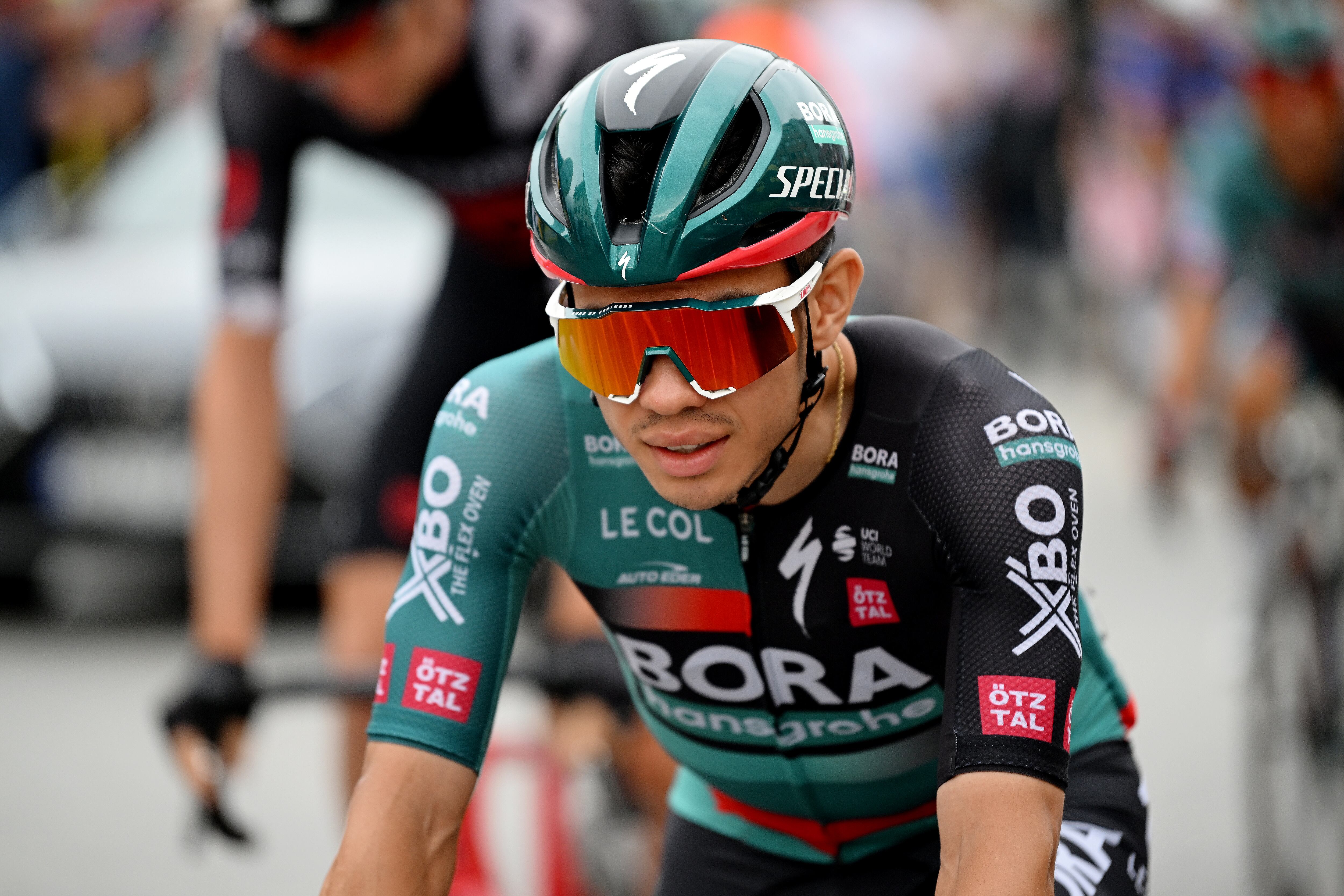 Sergio Higuita de Colombia y Team BORA - hansgrohe antes del 80.º Tour de Polonia 2023, etapa 4, una etapa de 199,1 km de Strzelin a Opole / #UCIWT / el 1 de agosto de 2023 en Strzelin, Polonia. (Foto de Dario Belingheri/Getty Images)