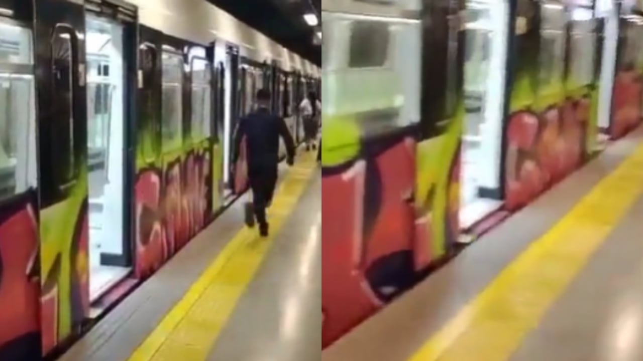 Grafitis sobre el Metro de Medellín.