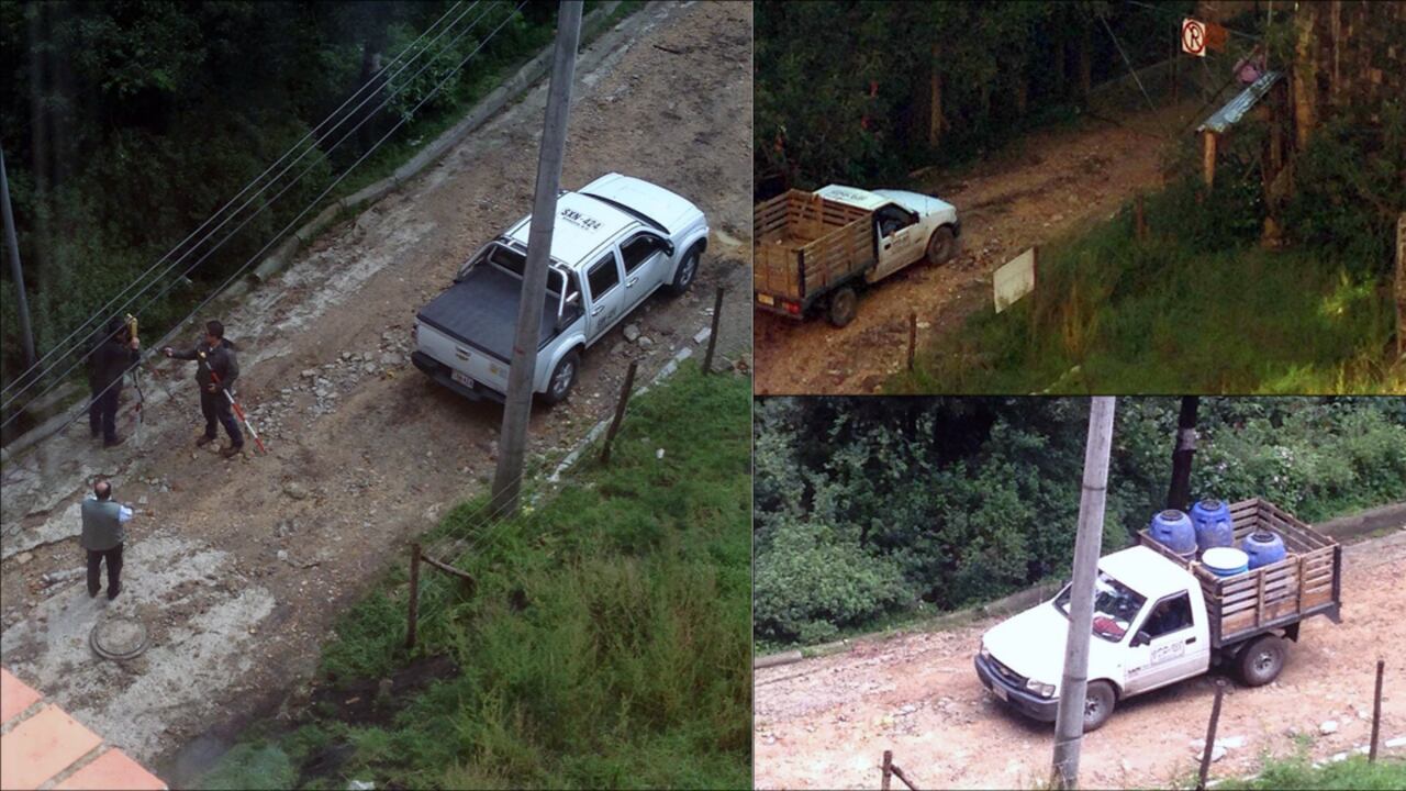 En las fotos se ve a diversos vehículos de carga ingresando al proyecto.