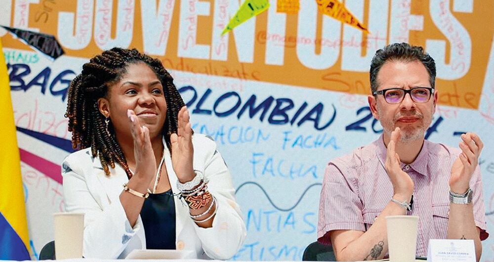     La vicepresidenta Francia Márquez y el ministro de Cultura, Juan David Correa. 