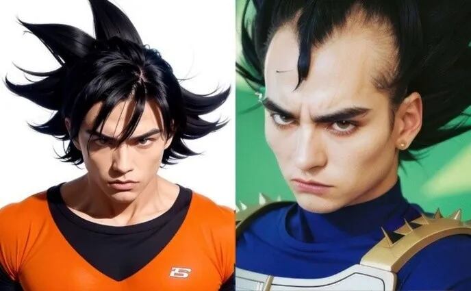 Goku y Vegeta como personas reales.