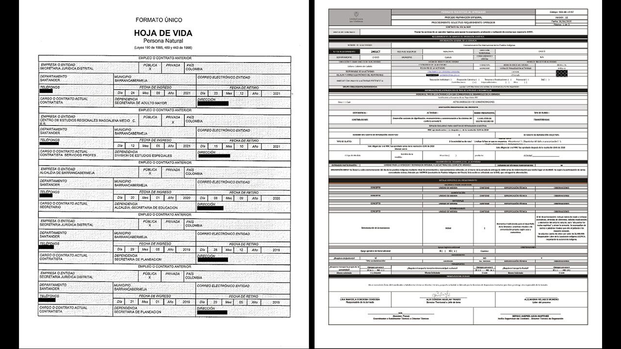 Hojas de vida que llegaron a la Unidad de Víctimas.