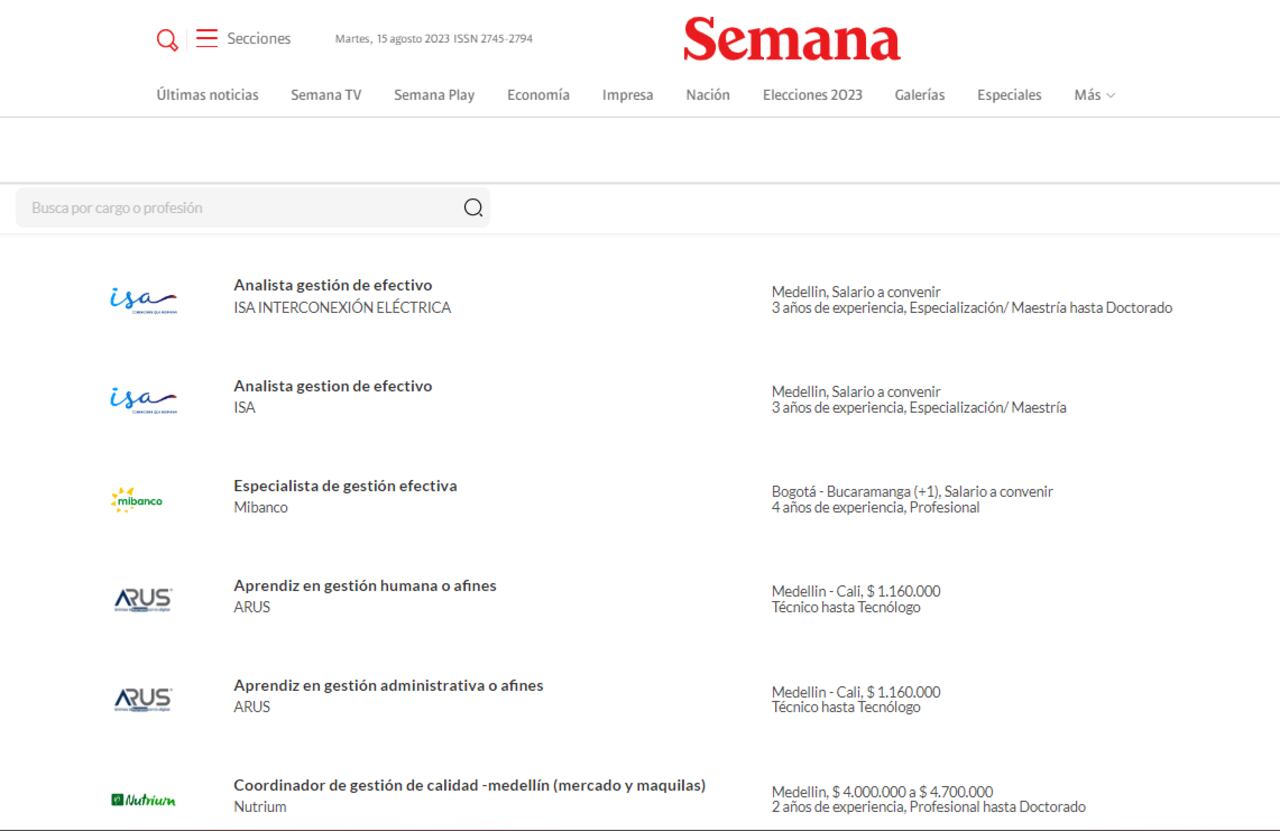Ofertas de empleo en Semana.com
