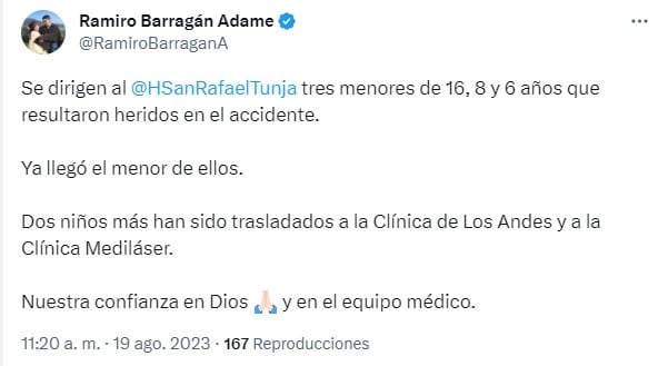 Accidente de tránsito en Villa de Leyva