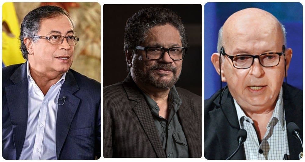 Gustavo Petro, Iván Márquez y Otty Patiño.