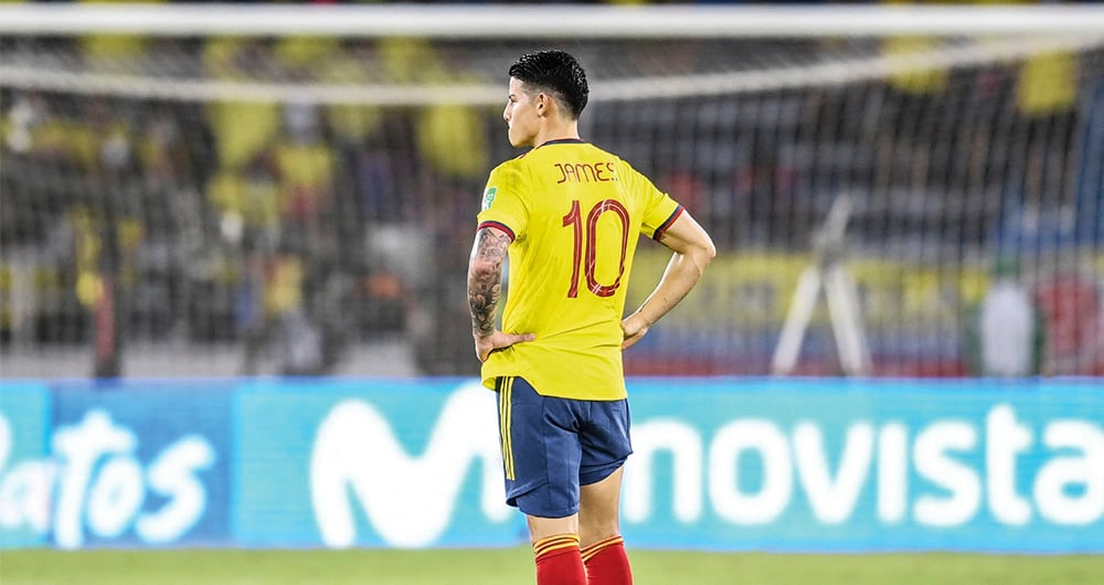 James Rodríguez al finalizar el partido contra Perú en Barranquilla.