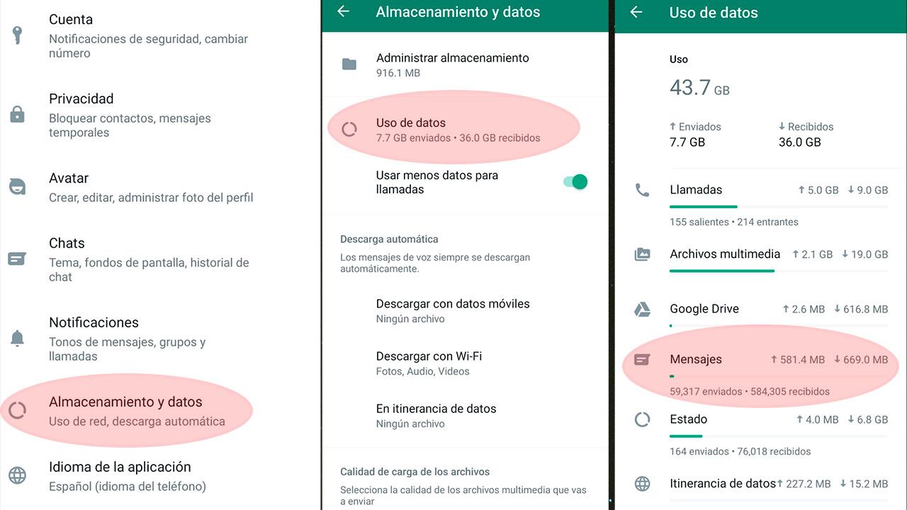WhatsApp tiene una opción que revela el consumo de datos y otra información al usuario.