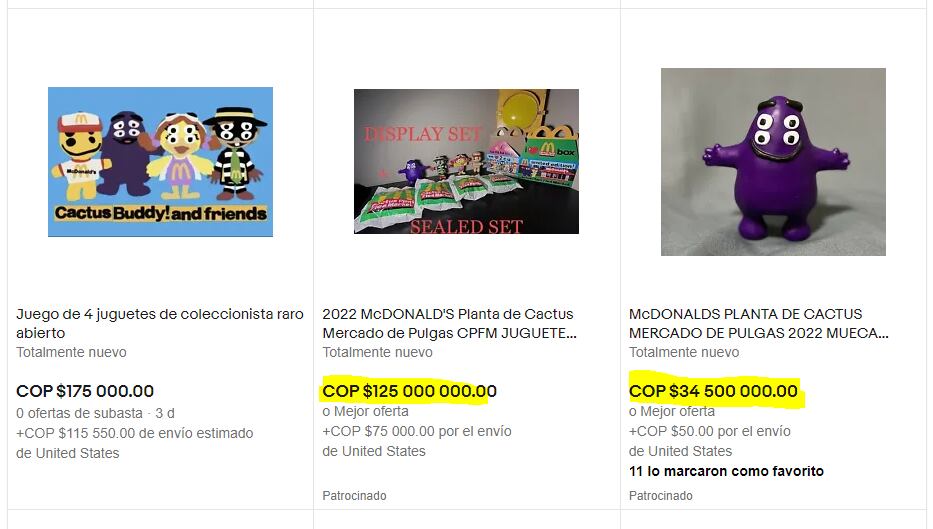Los vendedores han publicado varios artículos por precios realmente altos.