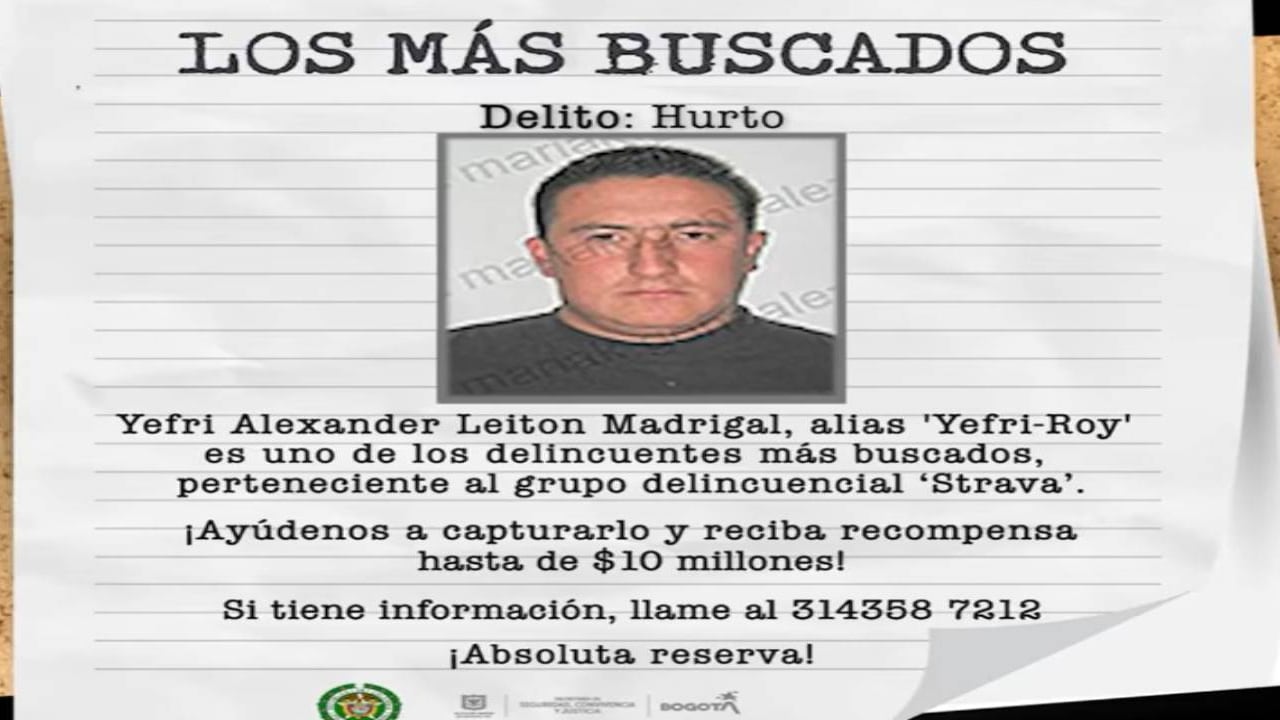 Recompensa hasta de 10 millones de pesos por alias Yefri-Roy