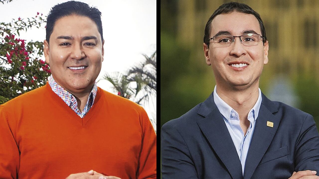 Misael Alberto Cadavid (izquierda), ex representante legal de los Bomberos de Itagüí, Antioquia, y Juan David Palacio, exdirector del Área Metropolitana del Valle de Aburrá. Los dos son investigados por el presunto saqueo a la entidad.