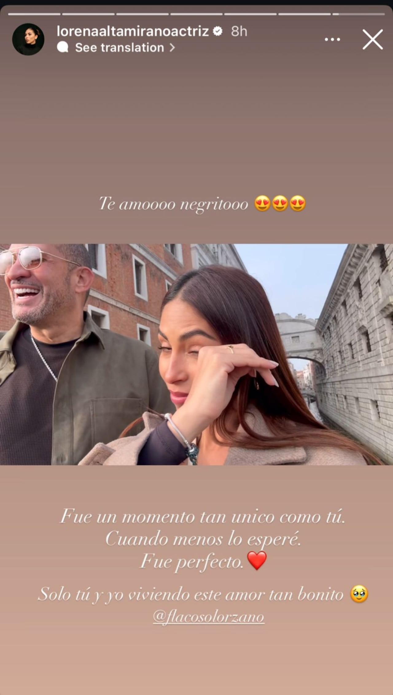 La pareja de El Flaco Solórzano compartió su emoción por la propuesta