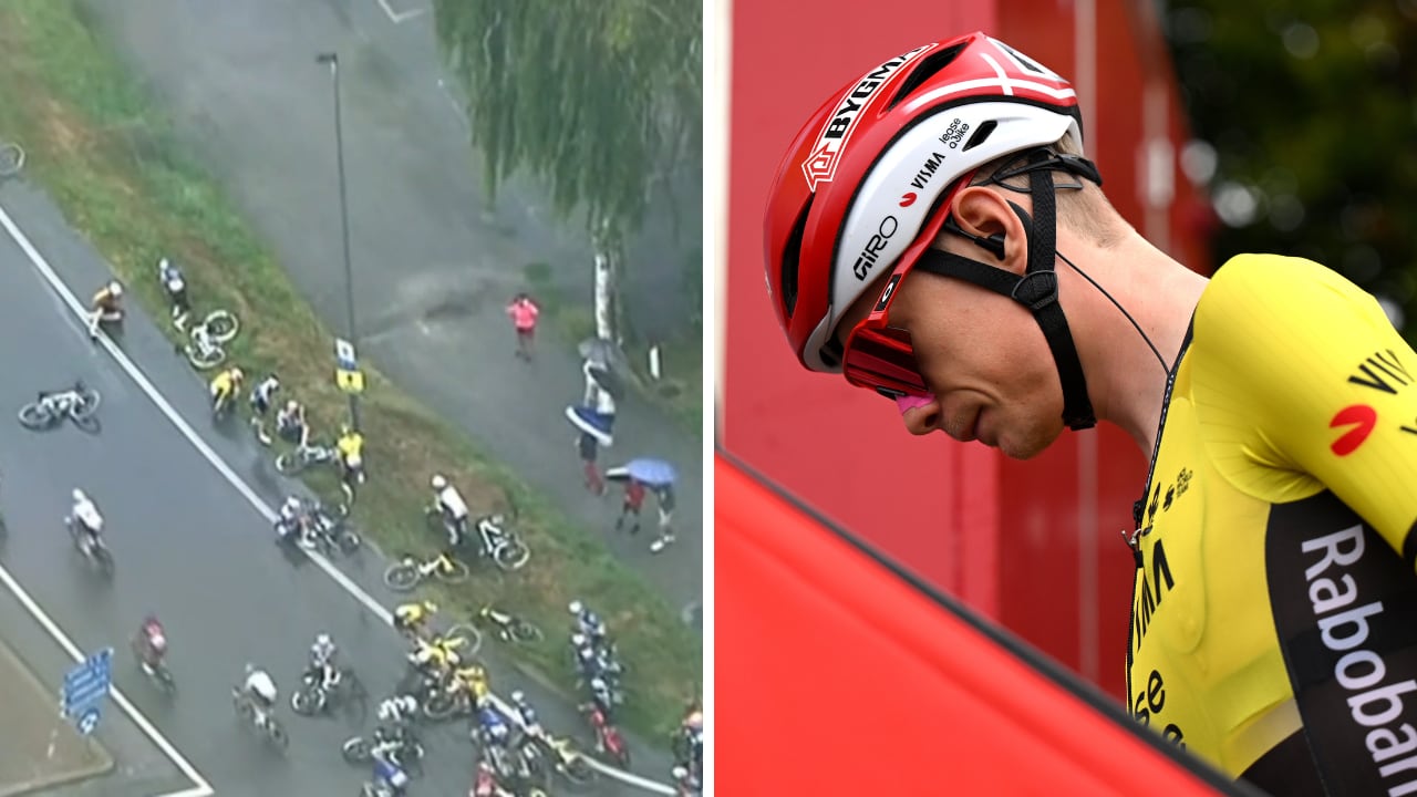Masiva caída en la etapa 2 de La Vuelta a España 2025.